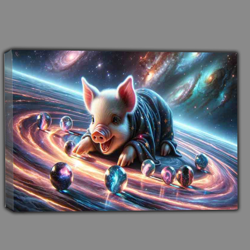 Buy Canvas : (Interstellar Piglet Playing with Galaxy Marbles)