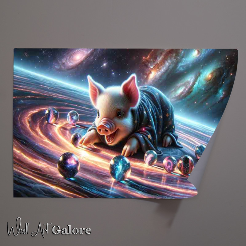 Buy Unframed Poster : (Interstellar Piglet Playing with Galaxy Marbles)
