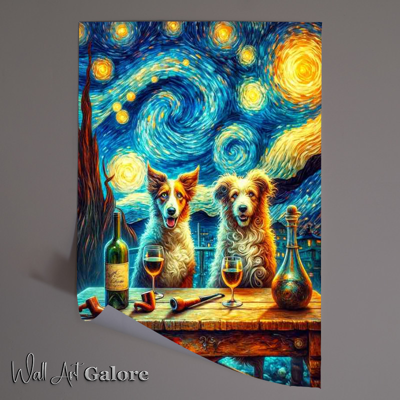 Buy Unframed Poster : (Canines Dreamy Artistic Interpretation dogs drinking wine)
