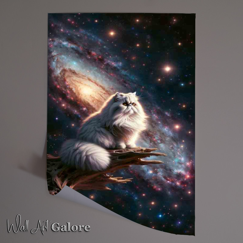 Buy Unframed Poster : (Interstellar Persian Cat Admiring the Galaxy)