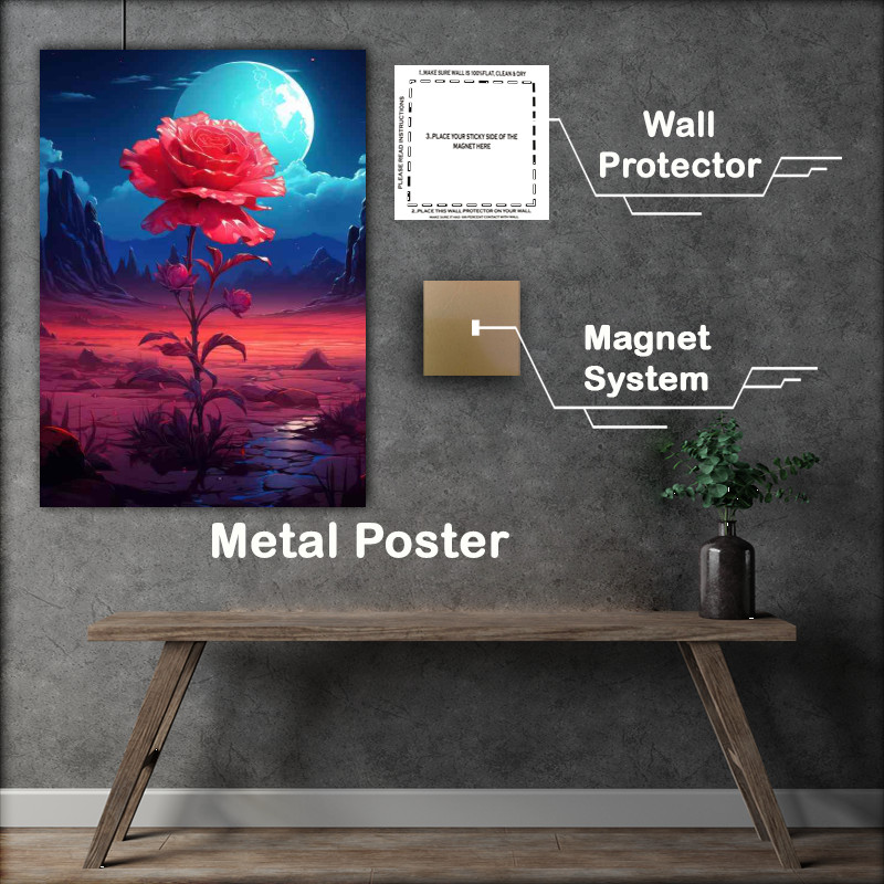 Buy Metal Poster : (Fantasy Fields of red rose Flowers)