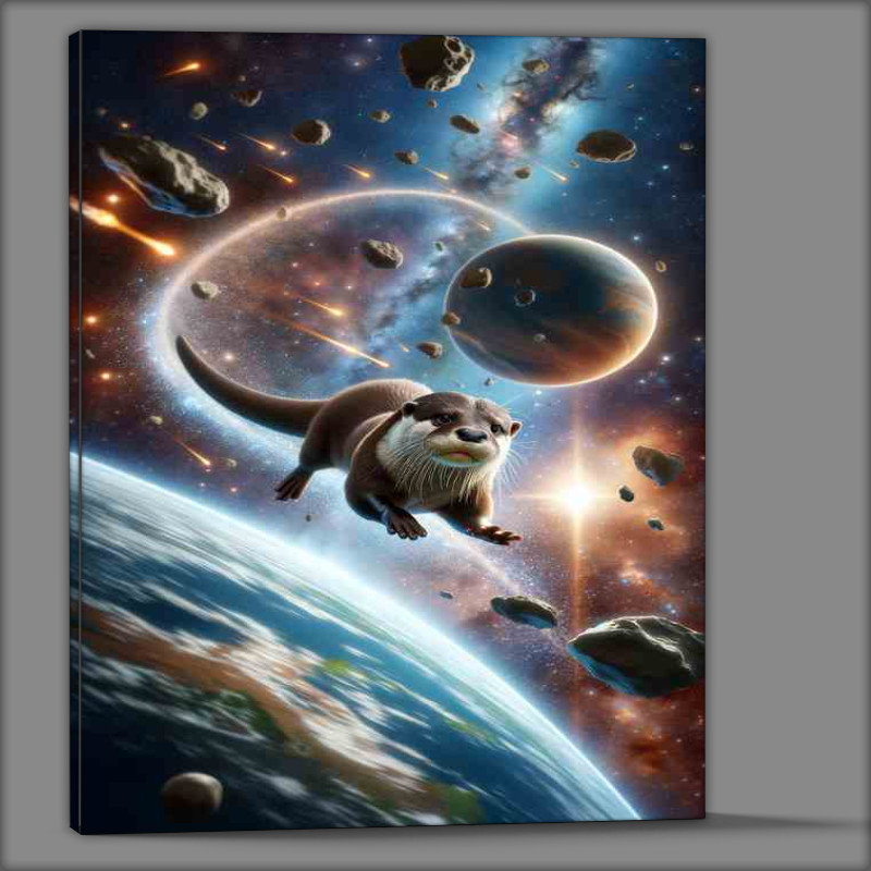 Buy Canvas : (Orbiting Otter in Starry floating along a stream of stars)