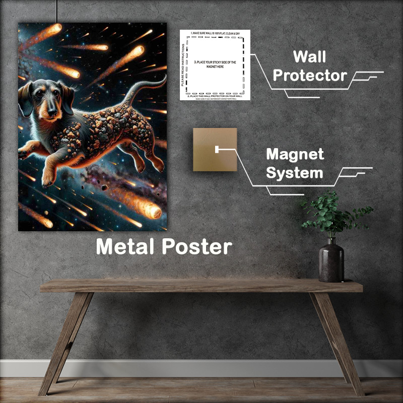Buy Metal Poster : (Space Dachshund Chasing Comets)