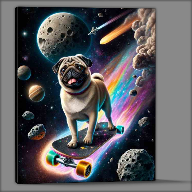 Buy Canvas : (Space Pug on a Cosmic Skateboard)