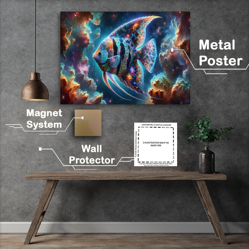 Buy Metal Poster : (Cosmic Angelfish among Nebulae)