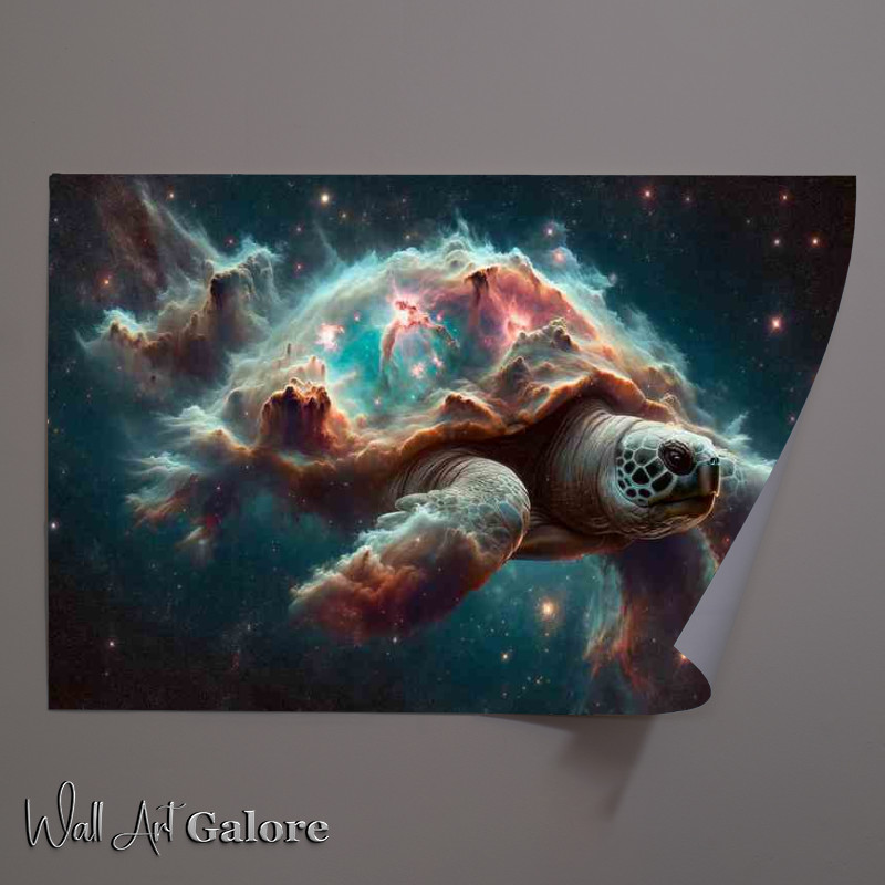 Buy Unframed Poster : (Cosmic Turtle with Nebula Shell drifting through space)