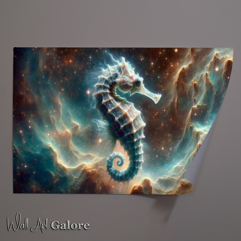 Buy Unframed Poster : (Nebula Seahorse Navigating the Cosmic Currents)