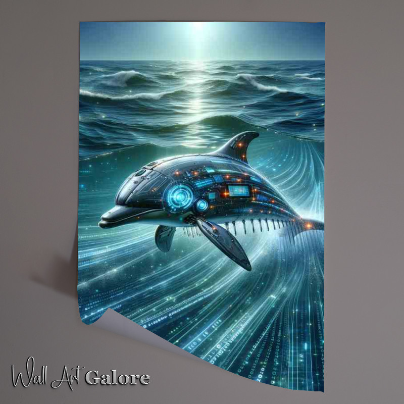 Buy Unframed Poster : (Cybernetic Aquatic Explorer robotic dolphin)