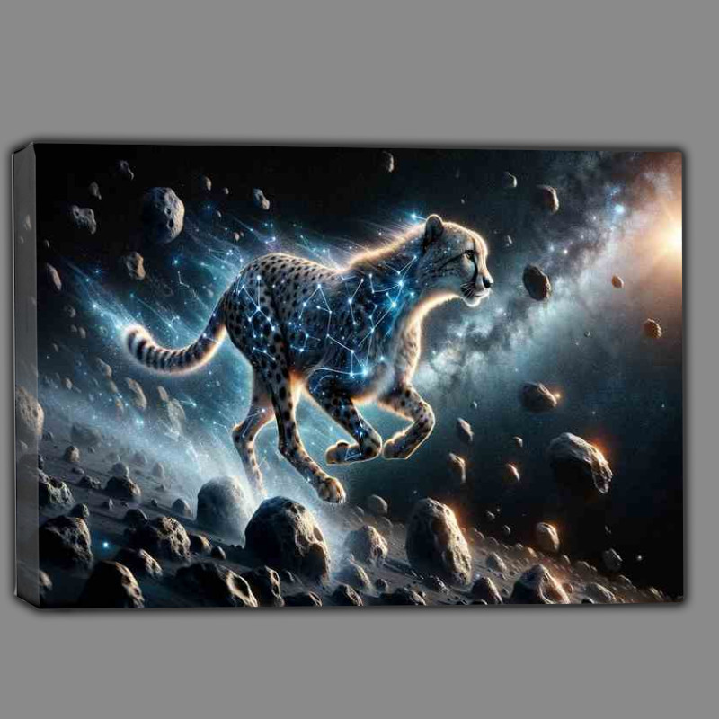 Buy Canvas : (Celestial Cheetah Sprinting across an Asteroid Belt)