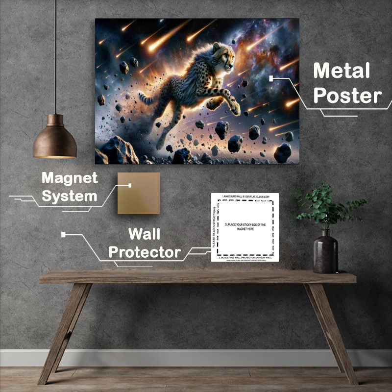 Buy Metal Poster : (Comet Cheetah Sprinting Through the Asteroid Belt)