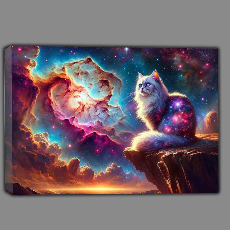 Buy : (Cosmic Cat on Nebula Cliff Canvas)