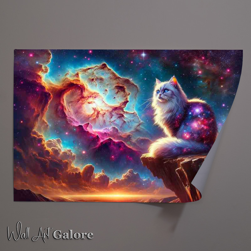Buy : (Cosmic Cat Nebula Cliff Gazing Poster)