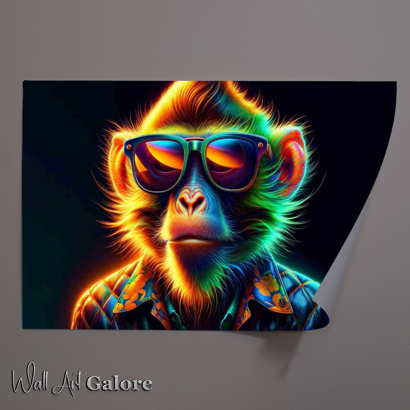 Buy Unframed Poster : (Stylish Primate Neon Colored Monkey)