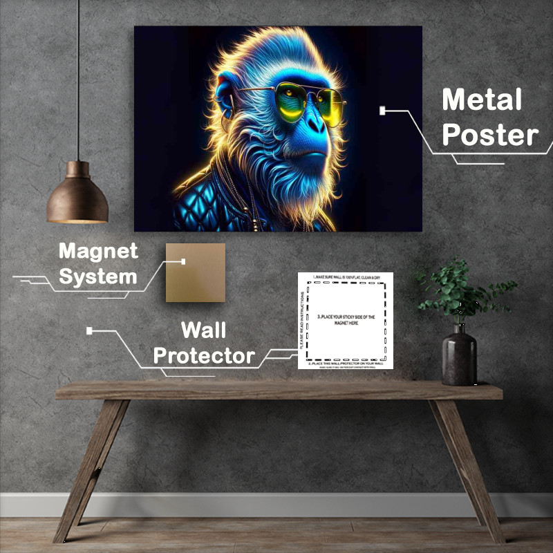 Buy Metal Poster : (Trendsetting Ape Electric Blue Monkey Artwork)