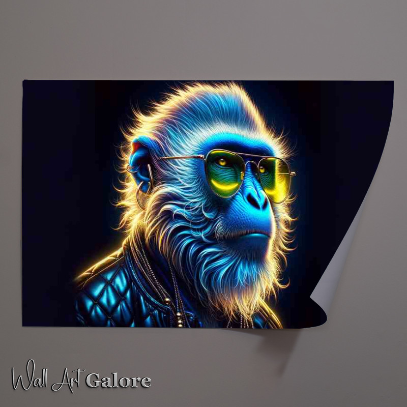 Buy Unframed Poster : (Trendsetting Ape Electric Blue Monkey Artwork)
