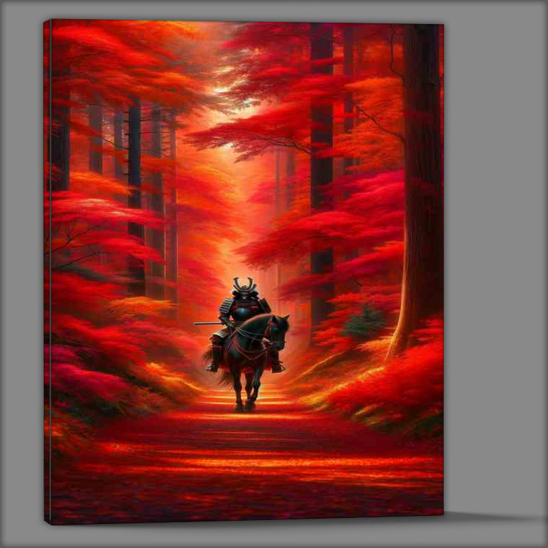 Buy Canvas : (Autumn Samurai Journey through Crimson Forest)