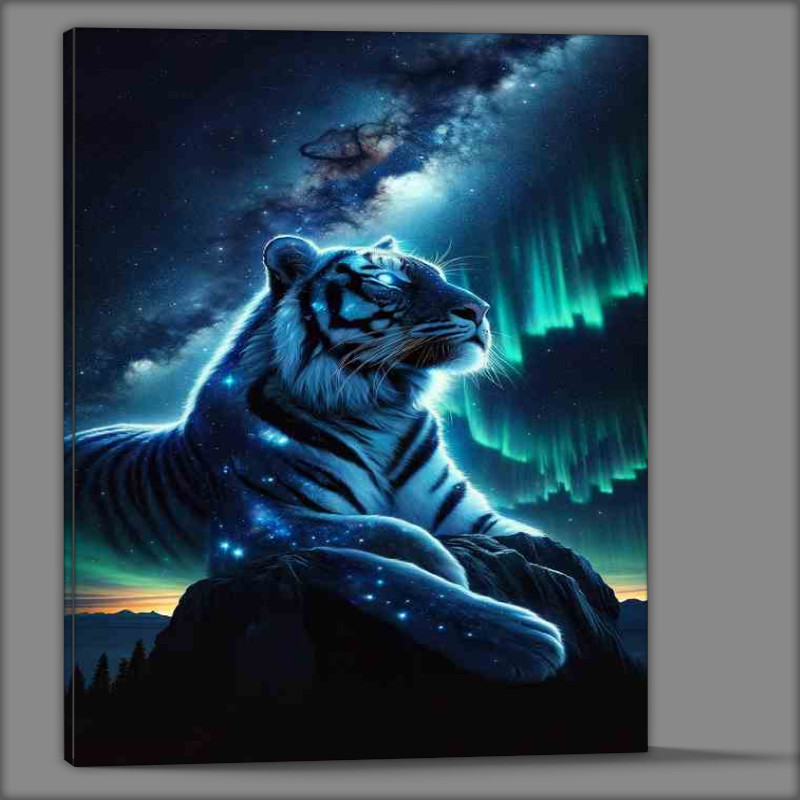 Buy Canvas : (Celestial Guardian Ethereal Tiger that embodies the night sky)
