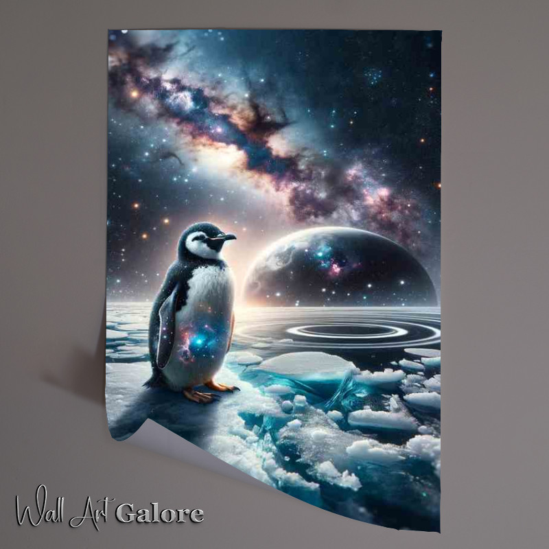 Buy Unframed Poster : (Cosmic Penguin on an Ice Planet)