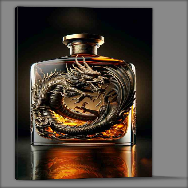 Buy Canvas : (Dragon Sculpture in Whiskey Bottle)