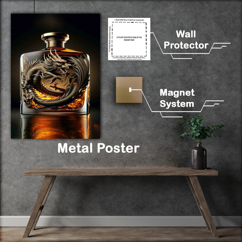 Buy Metal Poster : (Dragon Sculpture in Whiskey Bottle)