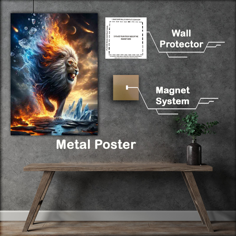 Buy : (Elemental Fury Majestic Lion - Element Merger Metal Poster)