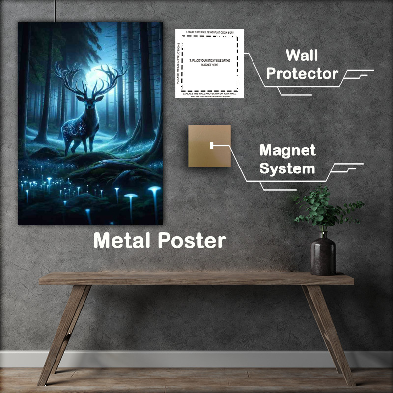 Buy Metal Poster : (Enchanted Stag Midnight Glow)