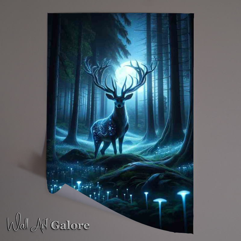 Buy Unframed Poster : (Enchanted Stag Midnight Glow)