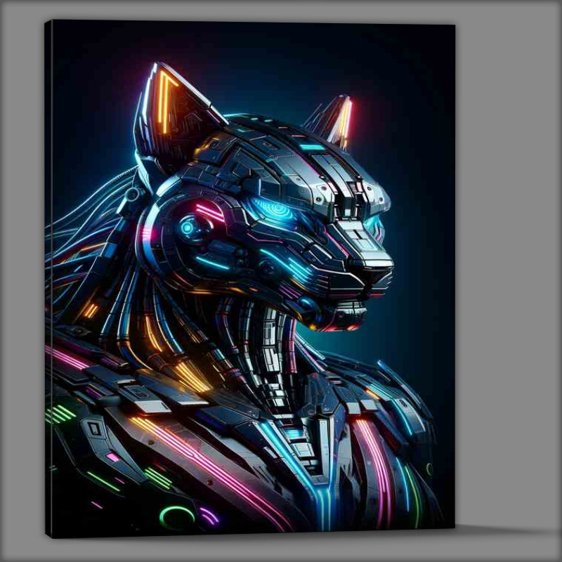 Buy Canvas : (Futuristic Mechanical Tiger with Neon Accents)