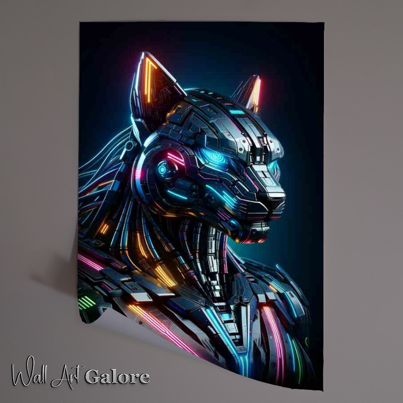 Buy Unframed Poster : (Futuristic Mechanical Tiger with Neon Accents)