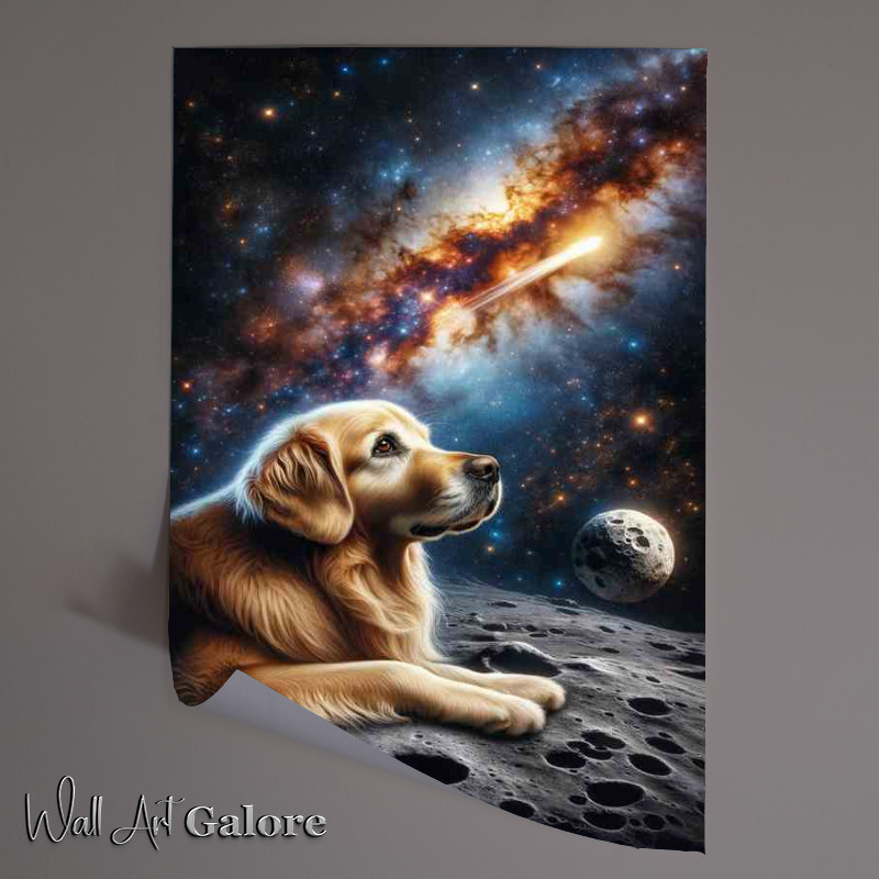 Buy Unframed Poster : (Galactic Golden Retriever Gazing at a Comet)