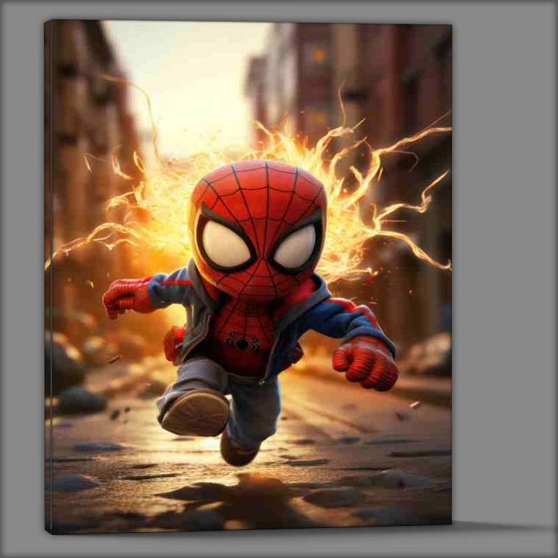 Buy Canvas : (Spider man running on the streets)