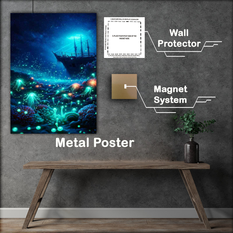 Buy Metal Poster : (Glowing Enigma of the Deep Se depths of the ocean)