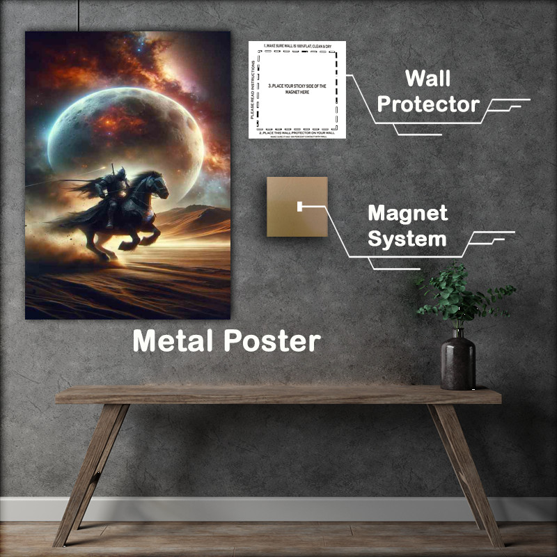 Buy Metal Poster : (Lone Warriors Quest beneath Cosmic Moon)