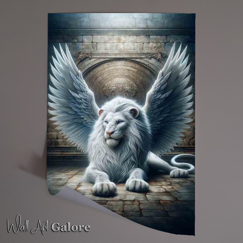 Buy Unframed Poster : (Majestic Mythical White Winged Lion )