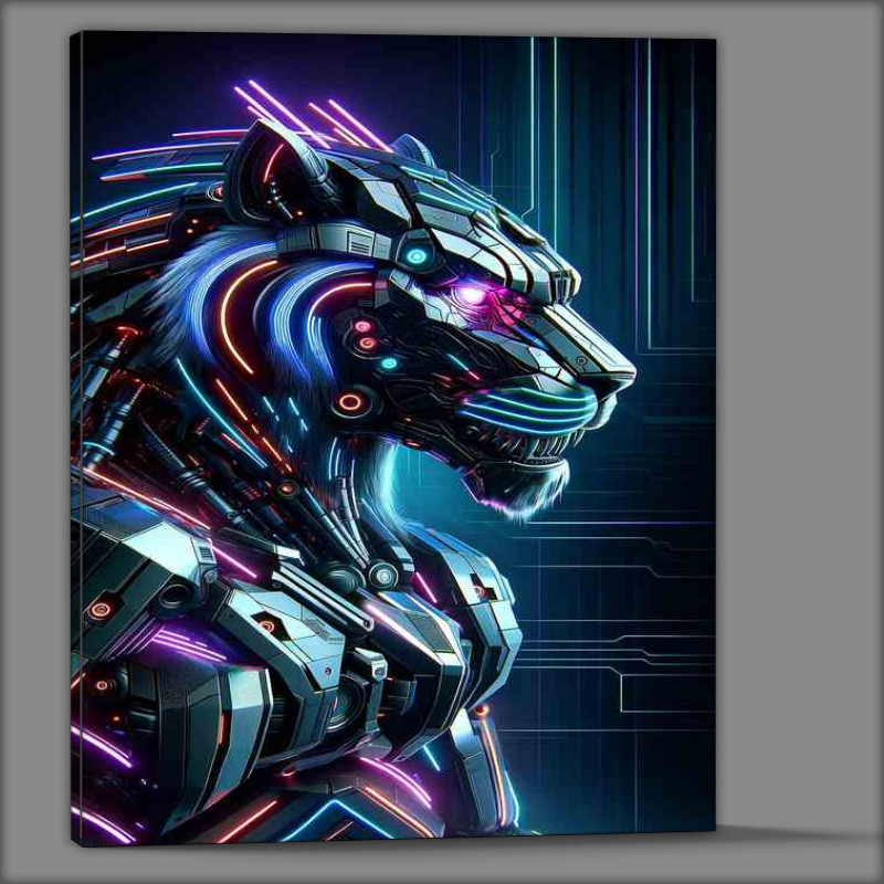 Buy Canvas : (Mechanical Tiger with Neon Accents)