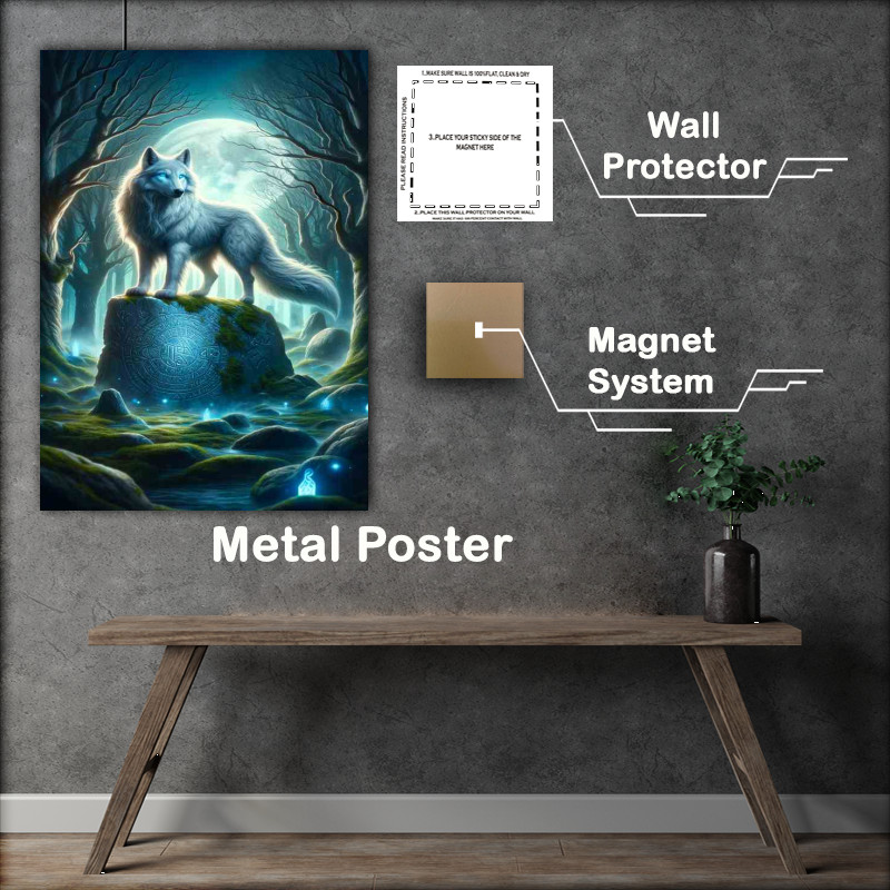 Buy Metal Poster : (Mythical Wolf Guardian in a fantasy setting)