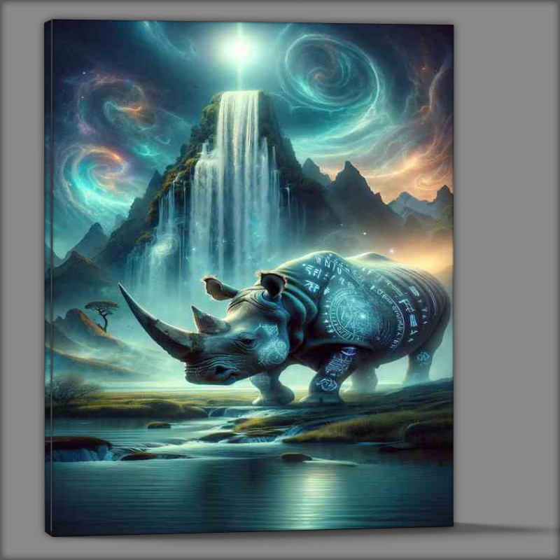 Buy Canvas : (Spiritual Rhino Reverie in a mystical setting)