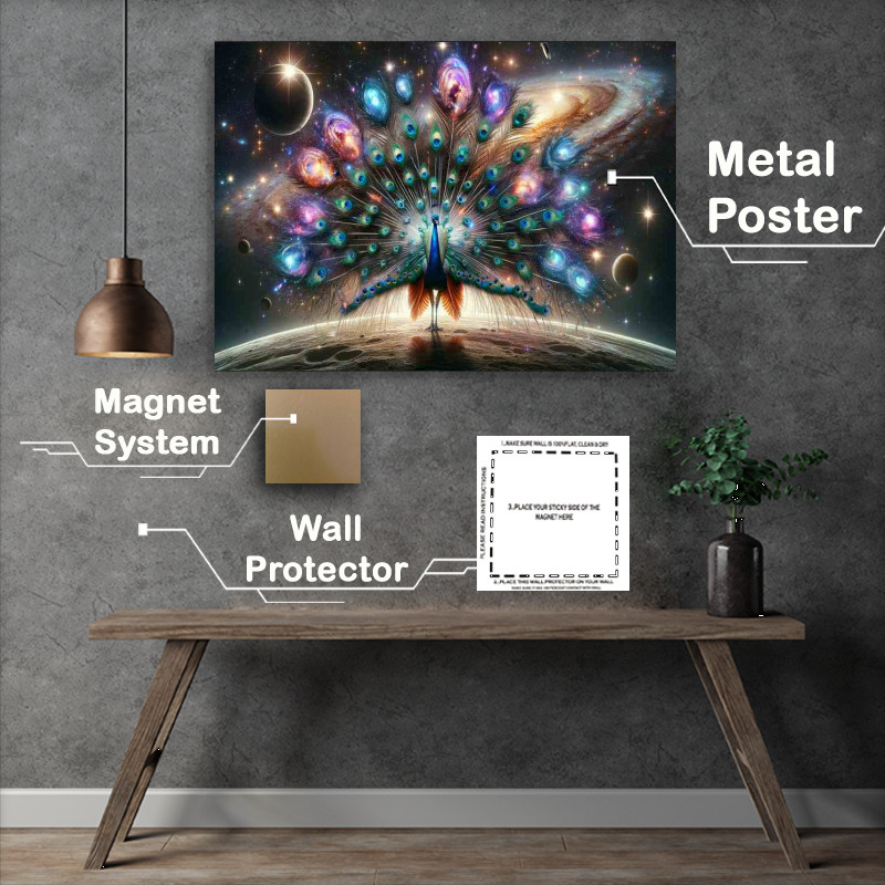 Buy Metal Poster : (Astral Peacock with Cosmic Feathers)