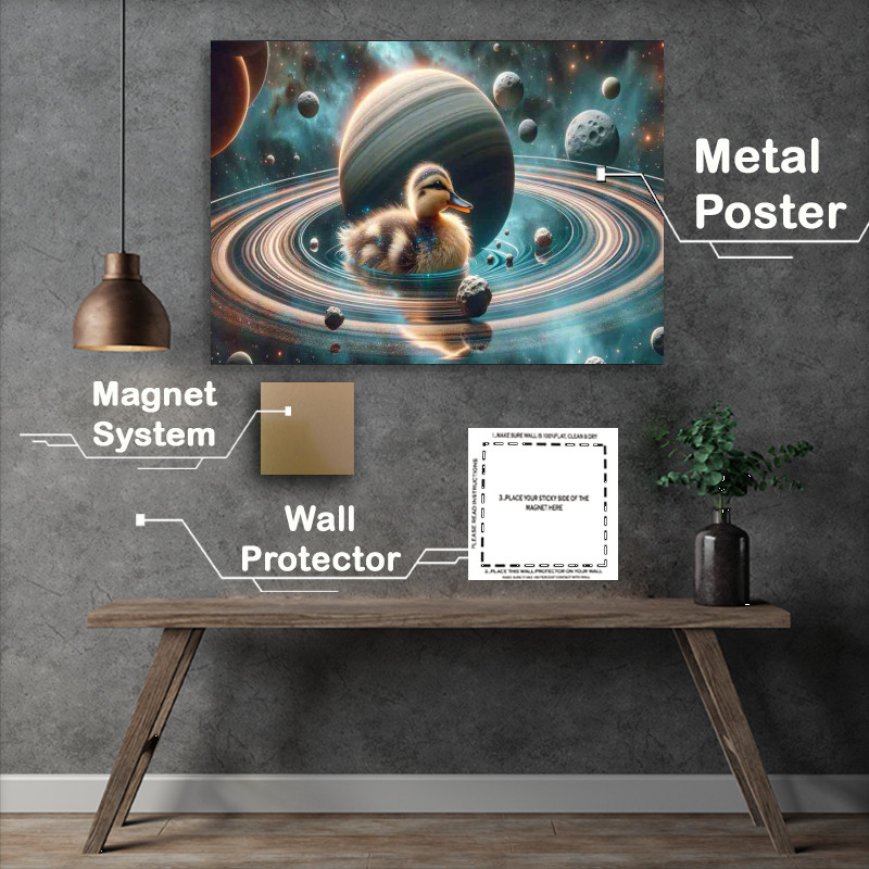 Buy Metal Poster : (Galactic Duckling Swimming in a Planets Rings)
