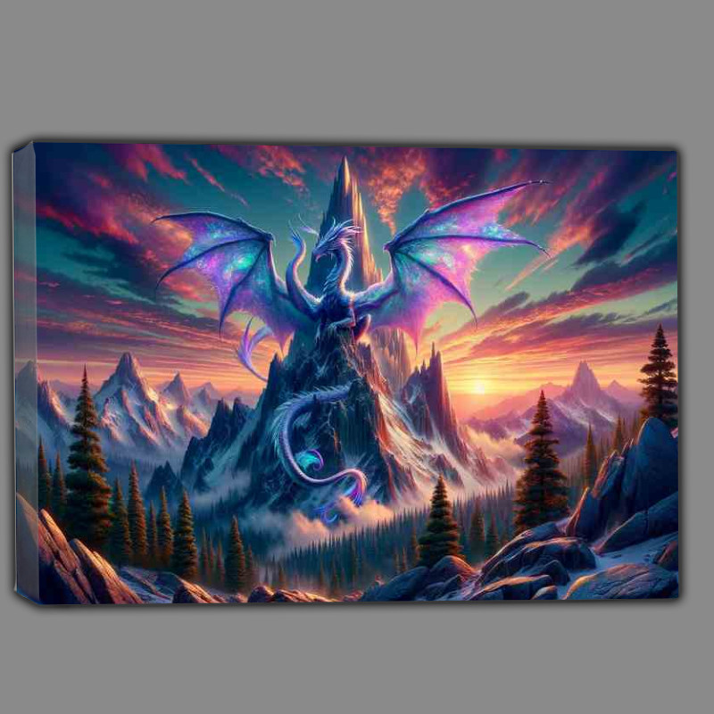 Buy Canvas : (Mystical Dragons Peak with iridescent scales)