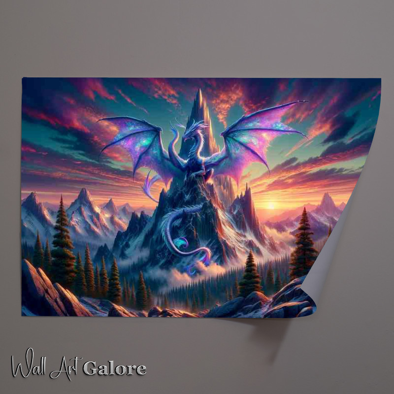 Buy Unframed Poster : (Mystical Dragons Peak with iridescent scales)