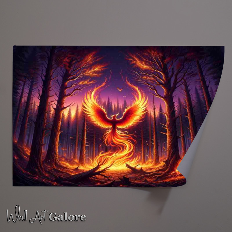 Buy Unframed Poster : (Phoenix Rebirth in a twilight forest)