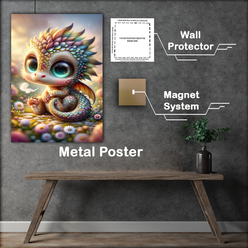 Buy Metal Poster : (Adorable Baby Dragon with Sparkling Eyes)