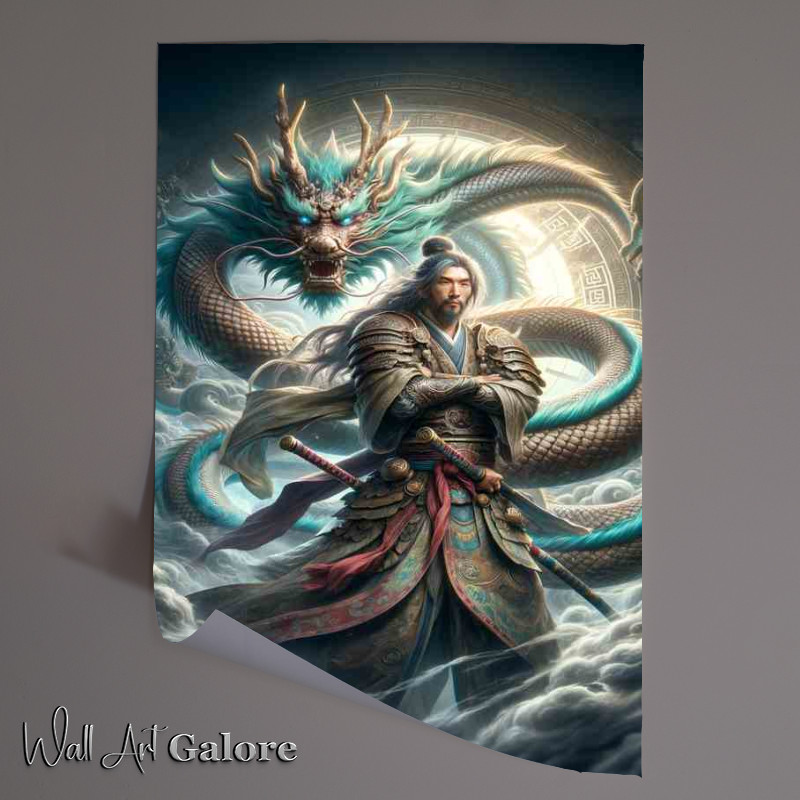 Buy Unframed Poster : (Ancient Warrior with Mythical Dragon Spirit)