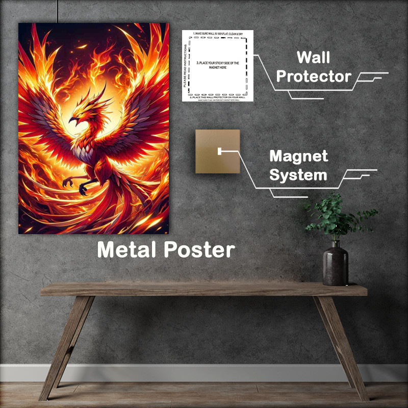 Buy Metal Poster : (Anime Style Phoenix in Fiery Rebirth)
