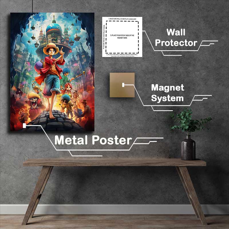 Buy Metal Poster : (One piece in the style of colorful cartoon)