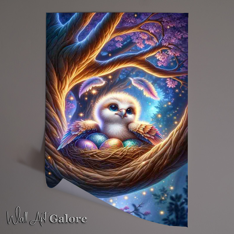 Buy Unframed Poster : (Charming Baby Griffin in a Mystical Nest)