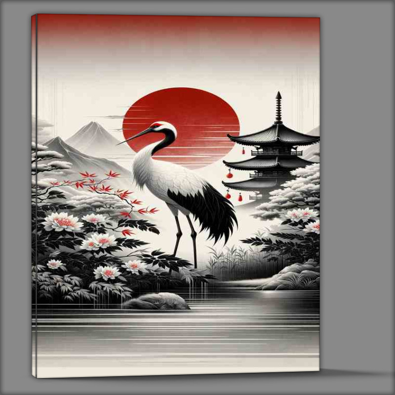 Buy Canvas : (Elegant Crane Traditional Asian Art Redefined)