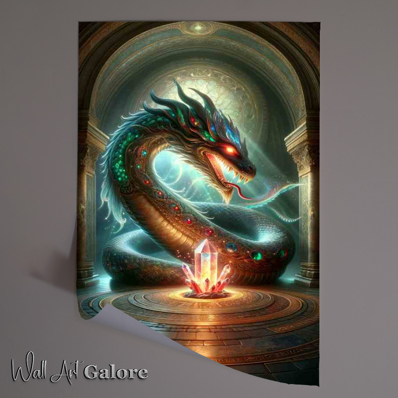 Buy Unframed Poster : (Ethereal Serpent Protector of Crystal Treasure)