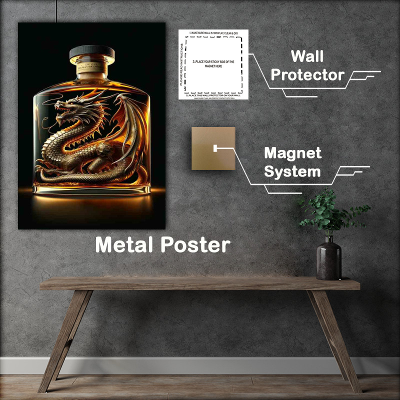 Buy Metal Poster : (Exquisite Dragon Sculpture in Bottle)